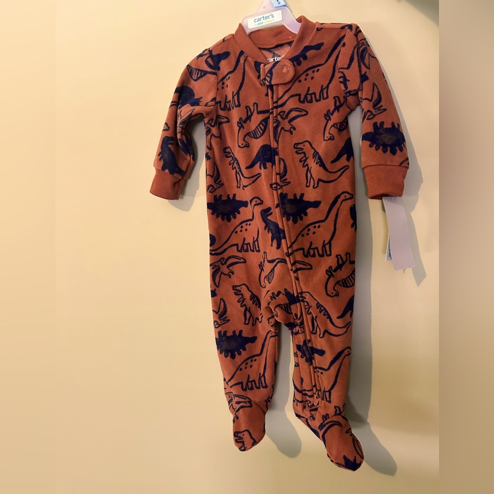 Carter’s fleece two way zipper footed onesie 3-6m NWT